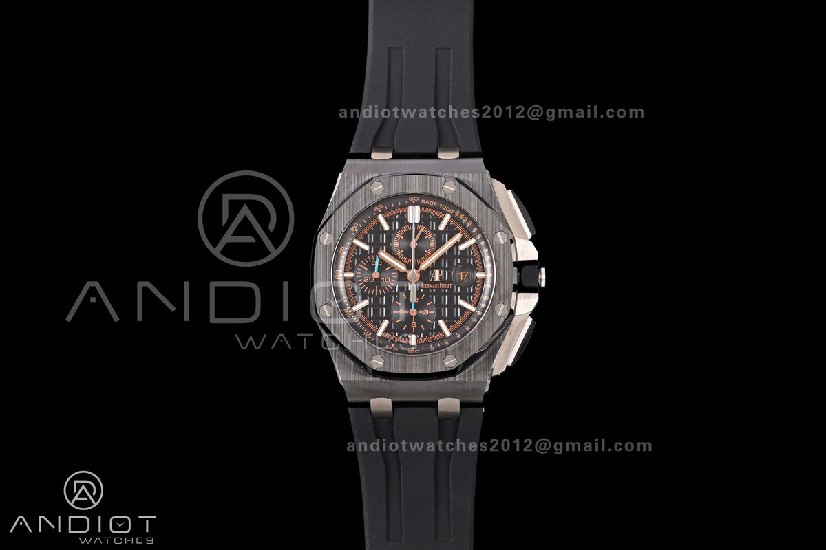 Royal Oak Offshore 44mm Black Ceramic Bezel JF 1:1 Best Edition Black Dial on Rubber Strap A3126